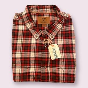 Outdoor Life Men’s Long Sleeve Button-Up Flannel Shirt Red Brown Size XL NWT